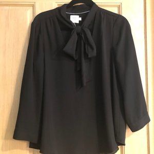 Black Blouse with bow tie neck
